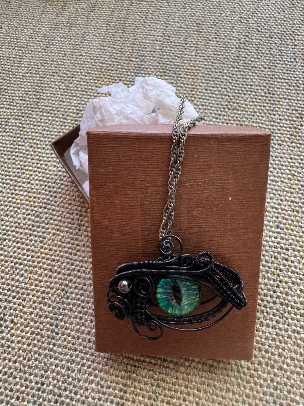 Twisted Wire Goth Eye Pendant - handmade - Picture 4 of 6